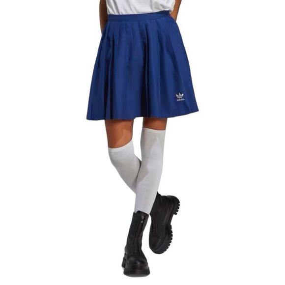 Adidas Skirt WMNS 8 Blue Pleated Lifestyle Tennis Collegiate Sporty Logo Preppy - Picture 5 of 16